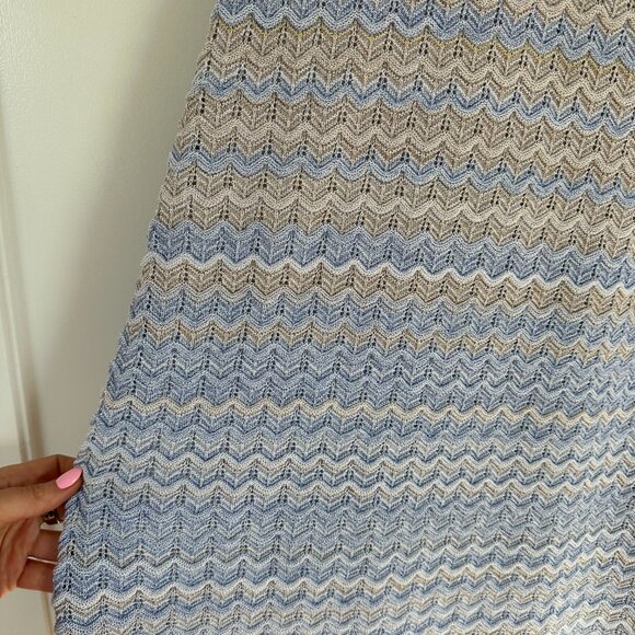 Sandro Midi Dress Knit Zigzag Weave Multicolored Sleeveless Back Slit Sz Small - Picture 8 of 12